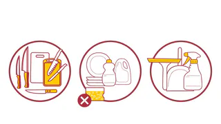 Как мыть посуду, продукты, очищать поверхности?