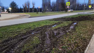 В Нижнекамске оштрафовали водителя за выезд на газон при проведении земляных работ