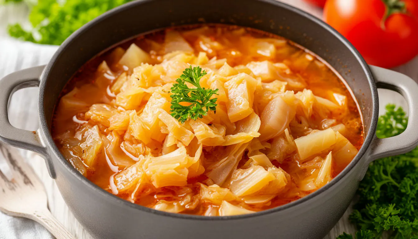 Готовлю тушеную капусту так, что её просят все домашние. Продукты всегда под рукой, а рецепт - проще не бывает